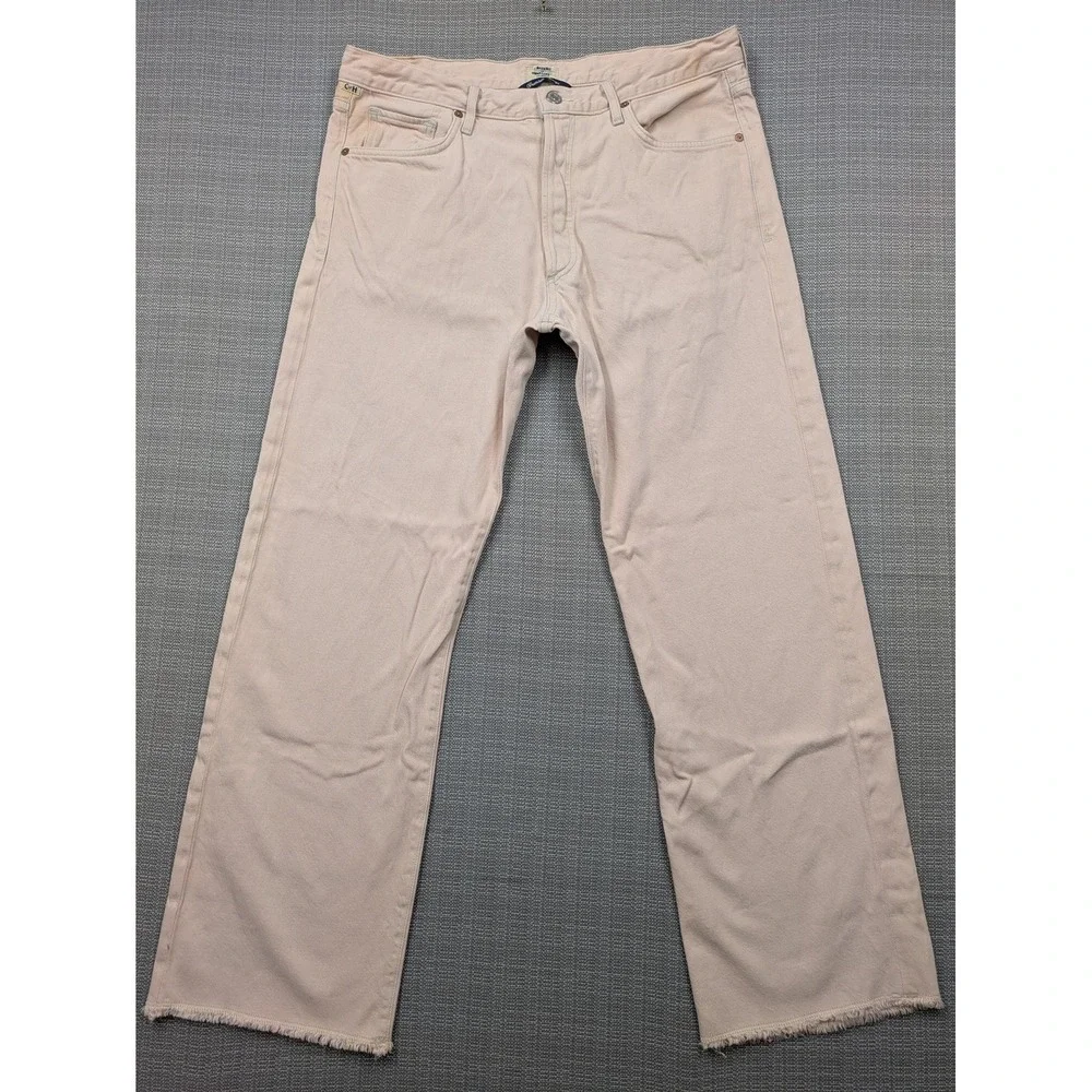 Citizens Of Humanity Parker Jeans Womens Pink Relaxed Cropped Raw Hem Button Fly